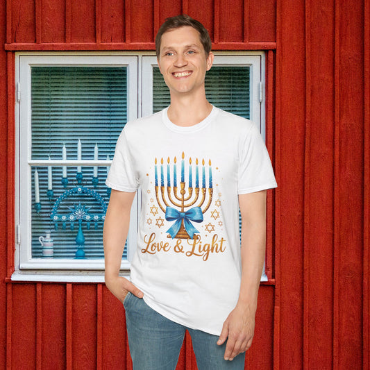 Love & Light Menorah Adult T-shirt