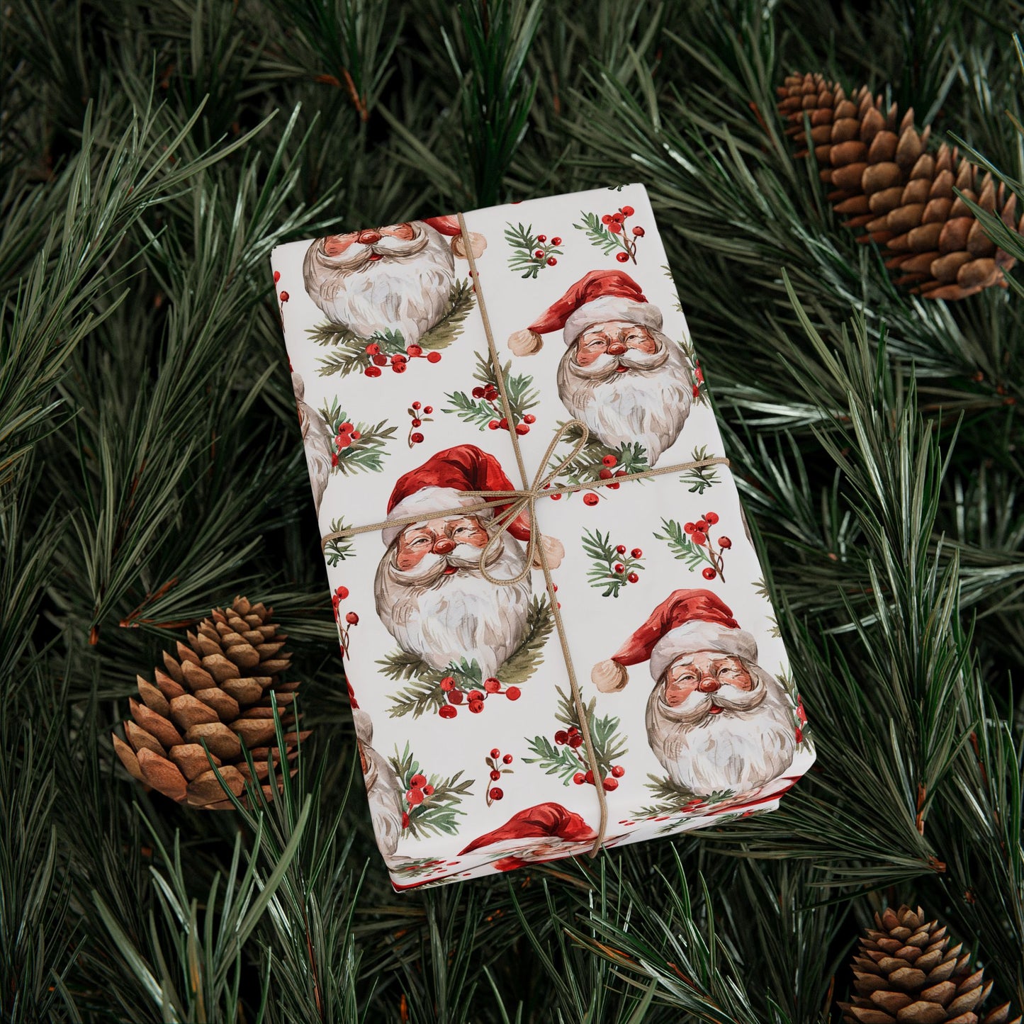 Berry Merry Santa Wrapping Paper