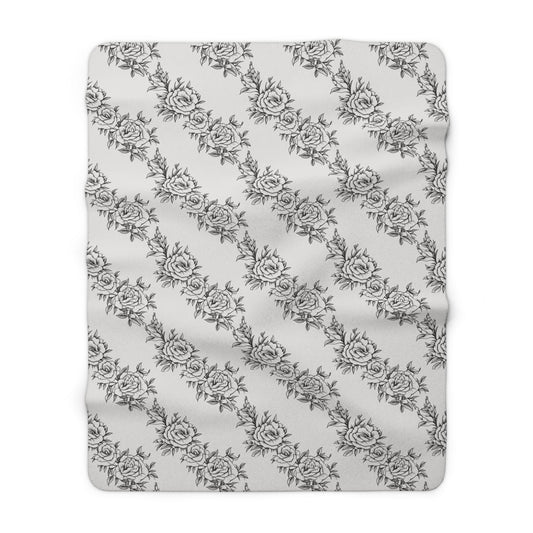 Midnight Rose Sketch Fleece Blanket