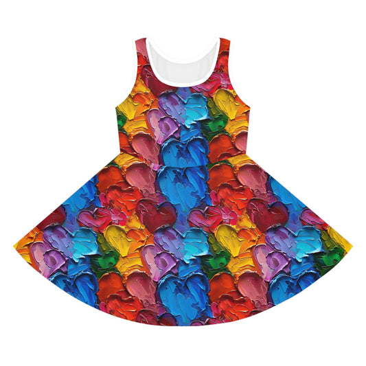 Palette Knife Hearts Girls' Sleeveless Sundress