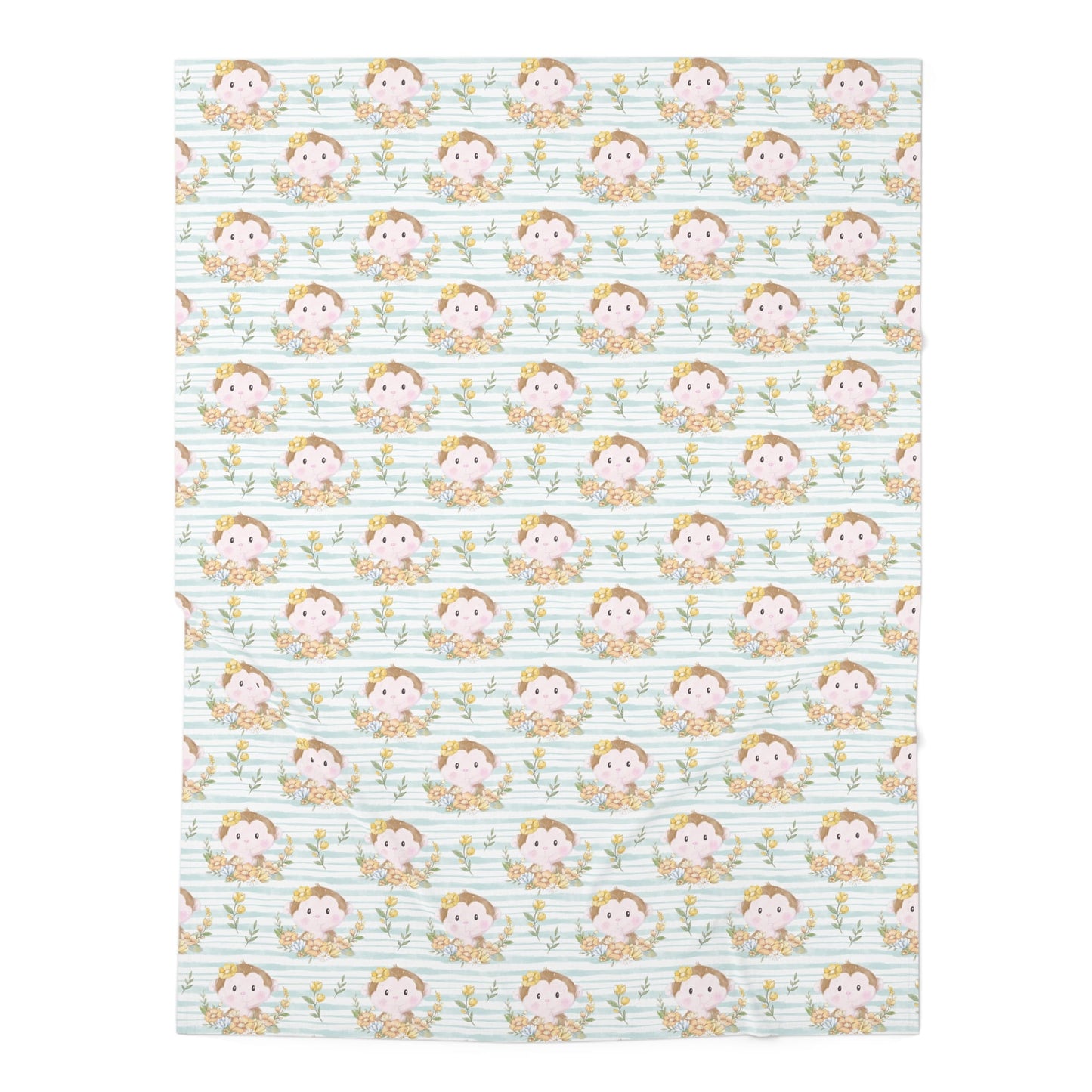 Monkey in Bloom Baby Swaddle Blanket