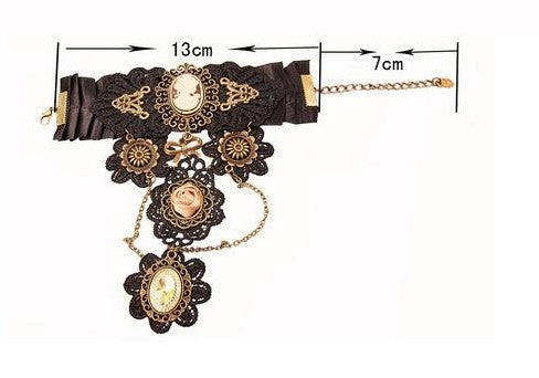 Gothic Steampunk Lace Finger Wrist Bracelet