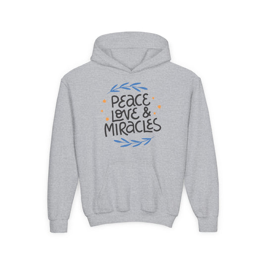Hanukkah Peace Love & Miracles 2 Youth Hoodie