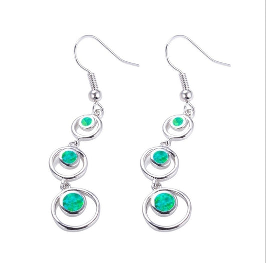 Three Circles Simple Earrings w/Tourmaline Stones