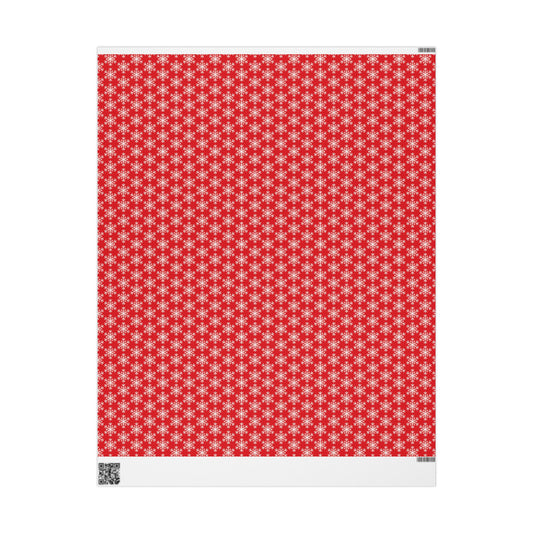 Snowfall on Red Wrapping Paper