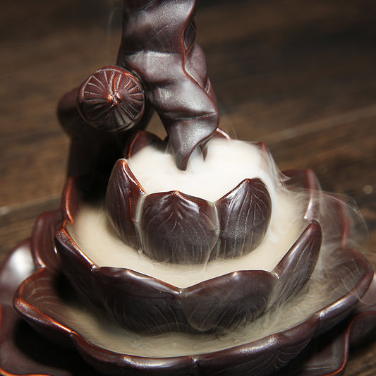 Carved Wood Backflow Incense Burner