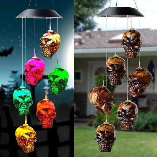Halloween Skull Solar Powered LED Light Wind Chimes
