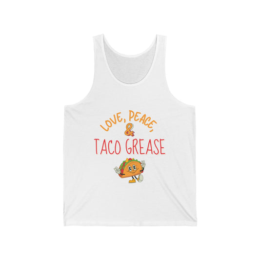 Love, Peace, & Taco Grease Adult Unisex Tank