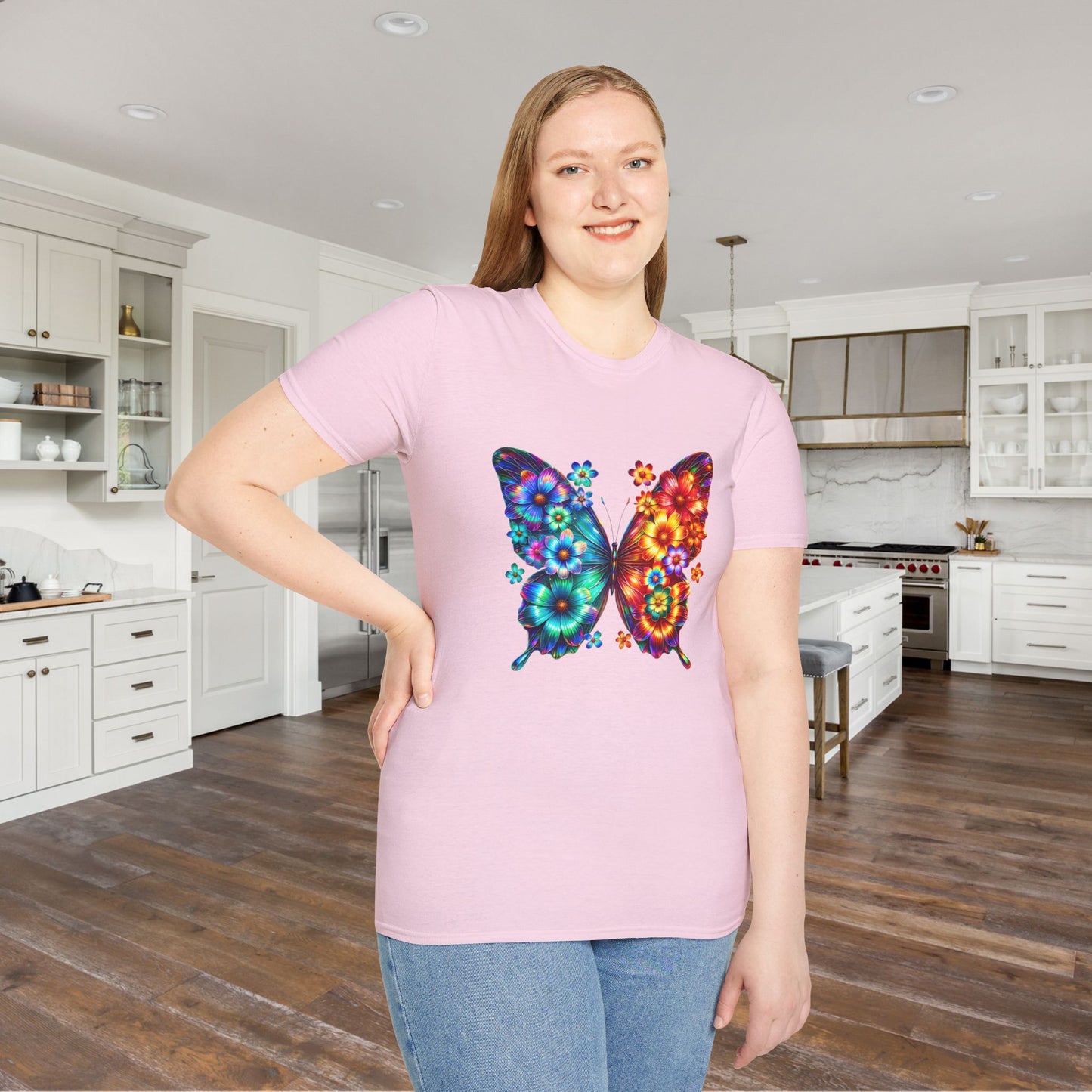 Colorful Floral Butterfly Adult T-shirt