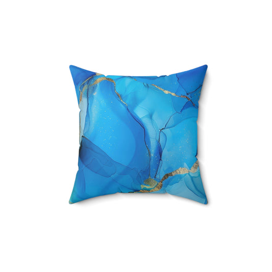 Turquoise Marble Print Throw Pillow