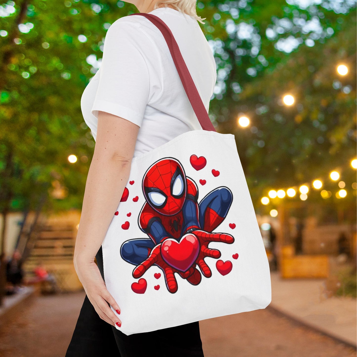 Valentines Spiderman Canvas Tote Bag