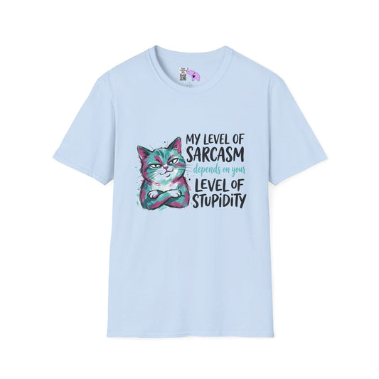 My Level of Sarcasm Depends on Your Level of Stupidity (Cat) Adult T-shirt