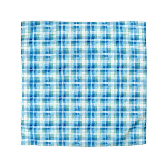 Ocean Sunset Plaid Microfiber Duvet Cover