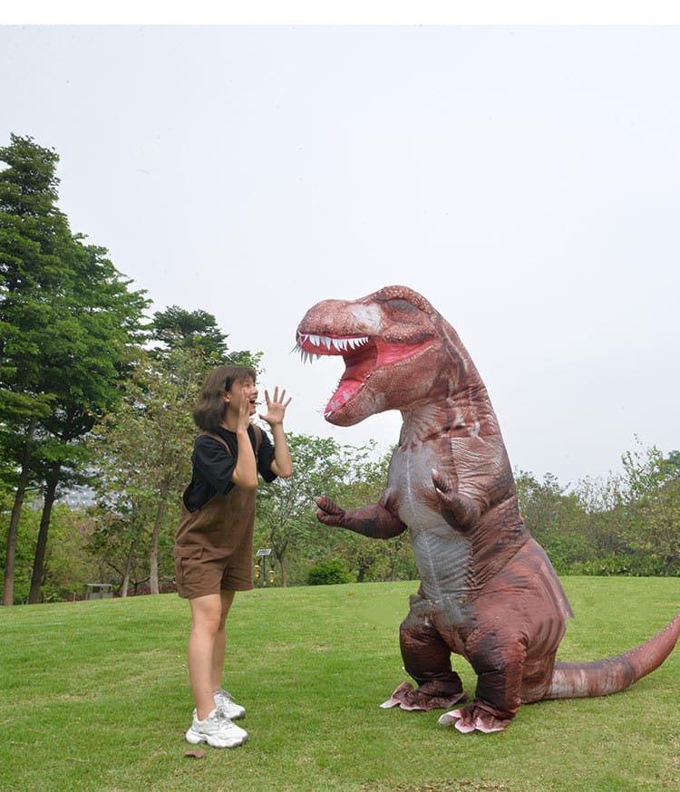 Inflatable Brown T-Rex Dinosaur Costume for Adults