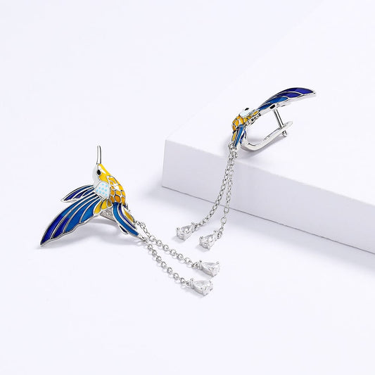 Crystal Drop Hummingbird Earrings
