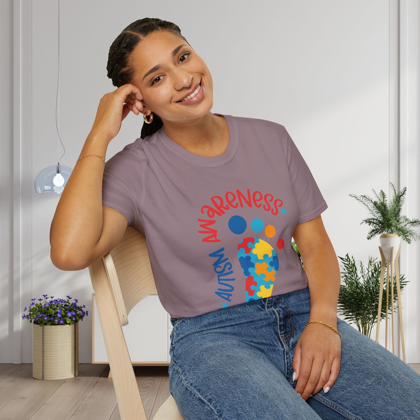 Autism Awarness (Footprint) Adult T-shirt
