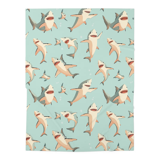 Aquamarine Sharks Baby Swaddle Blanket - Perfect for Newborns and Baby Showers