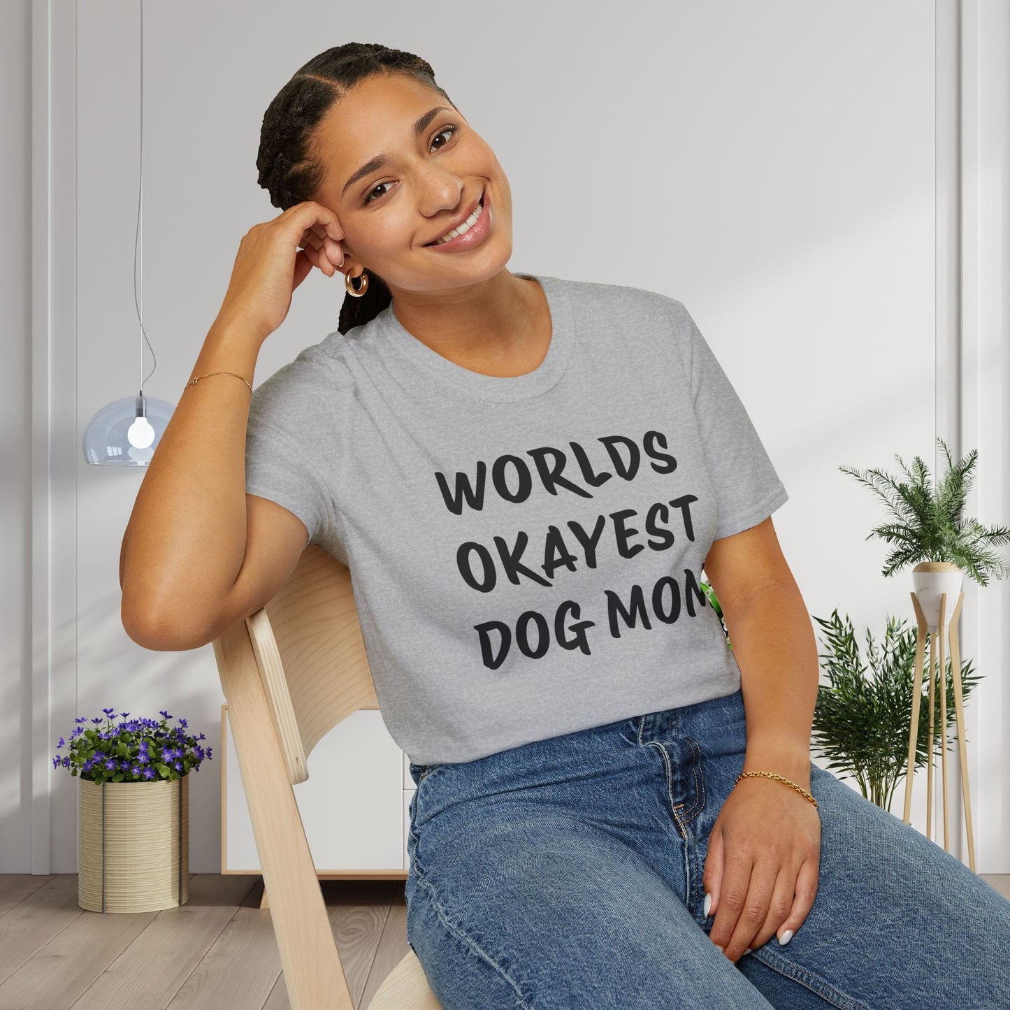 Worlds Okayest Dog Mom Adult T-shirt
