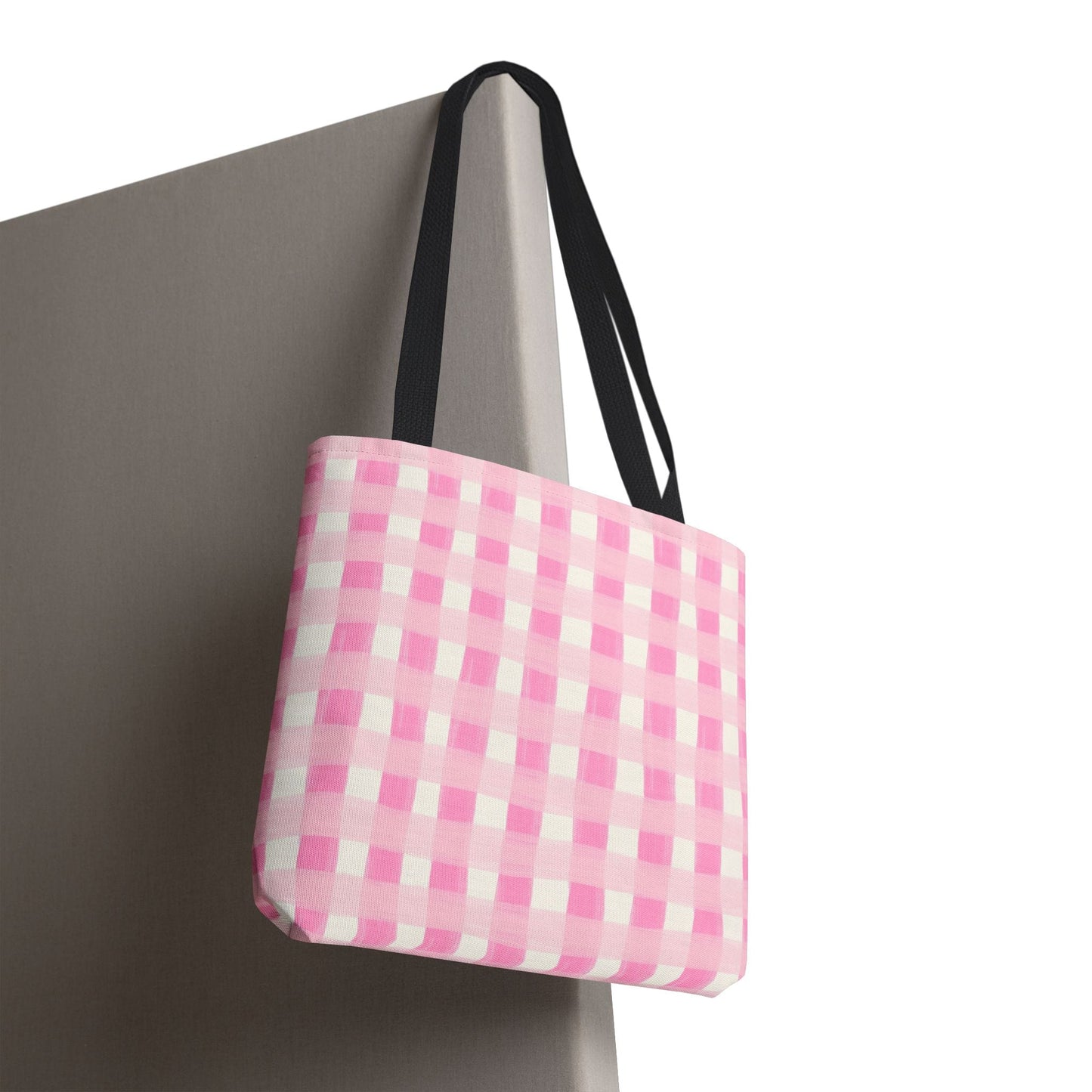 Dreamy Rose Gingham Canvas Tote Bag