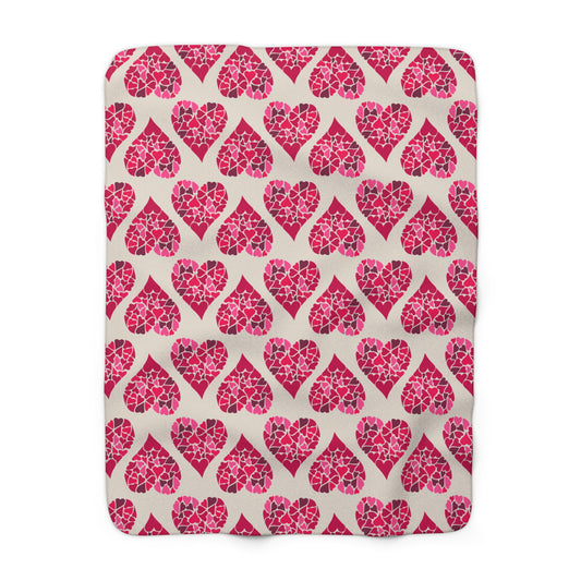 Simple Hearts Sherpa Fleece Blanket