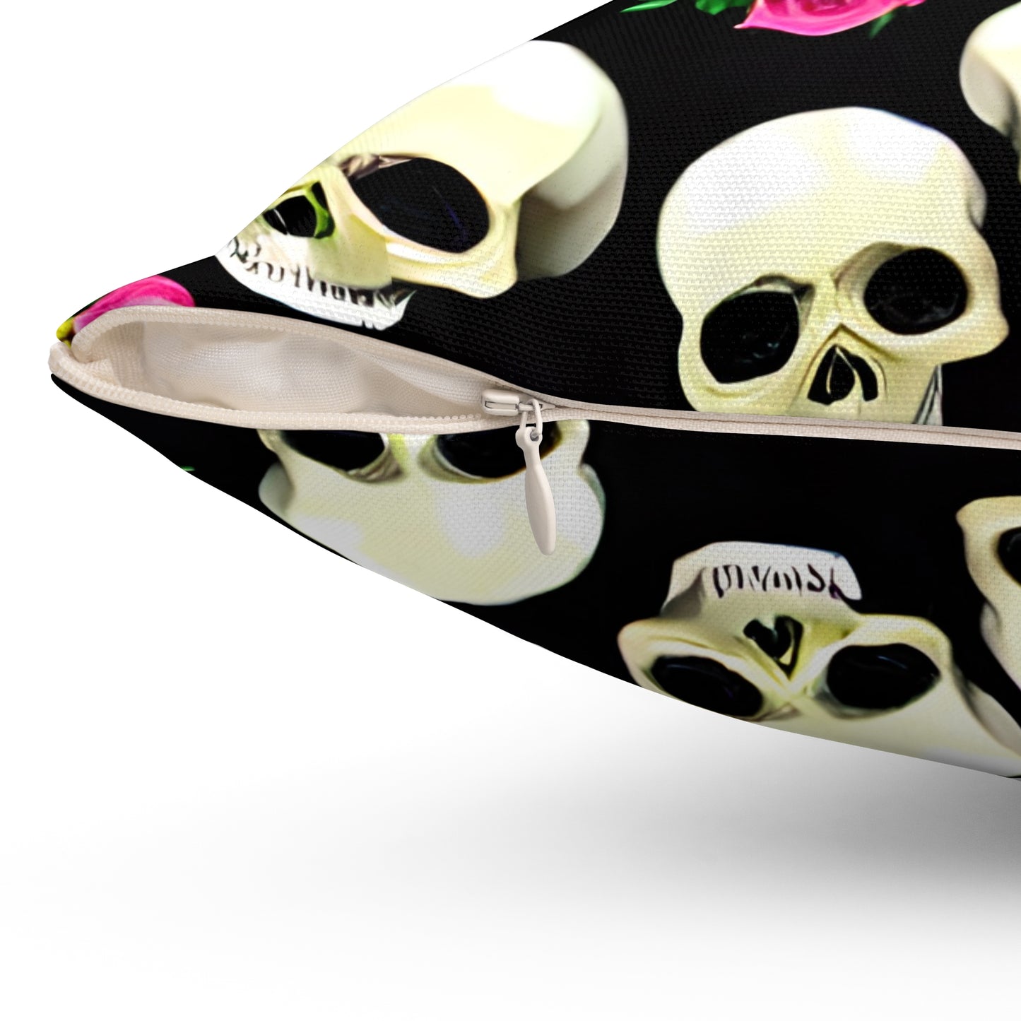Pink Roses & Skulls Throw Pillow
