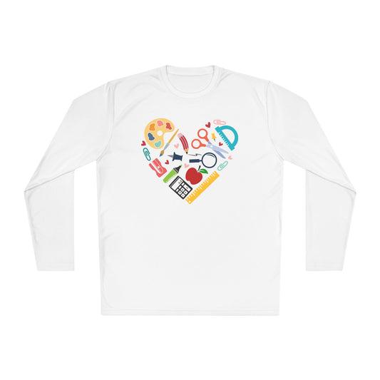 School Supply Heart Adult Long Sleeve Tee