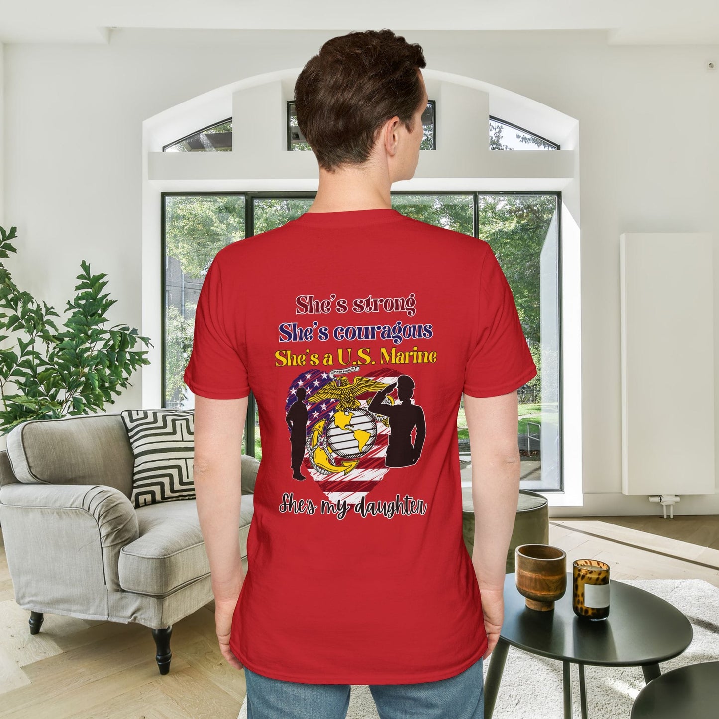 Proud Dad of US Marine Daughter Adult T-shirt