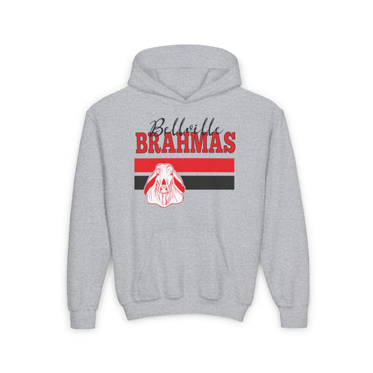 Ballville Brahmas w/Mascot & Stripes Youth Heavy Blend Hoodie