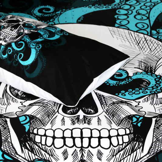 Octopus Skull Duvet Cover 3Pc Bedding Set