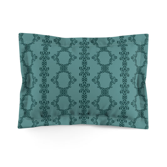 Teal Lace Pattern Microfiber Pillow Sham