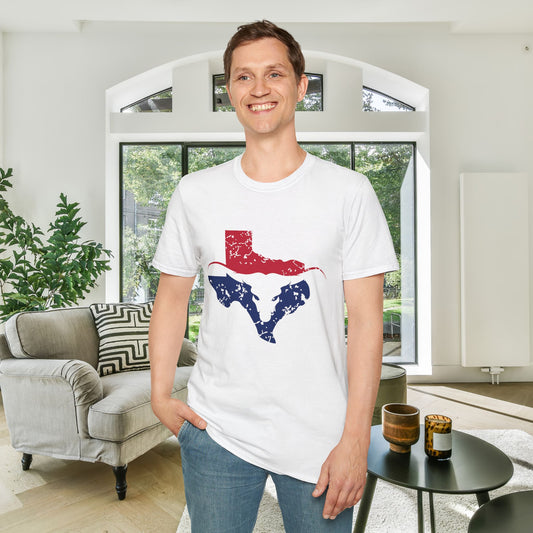 Red & Blue Texas Longhorn Adult Tshirt