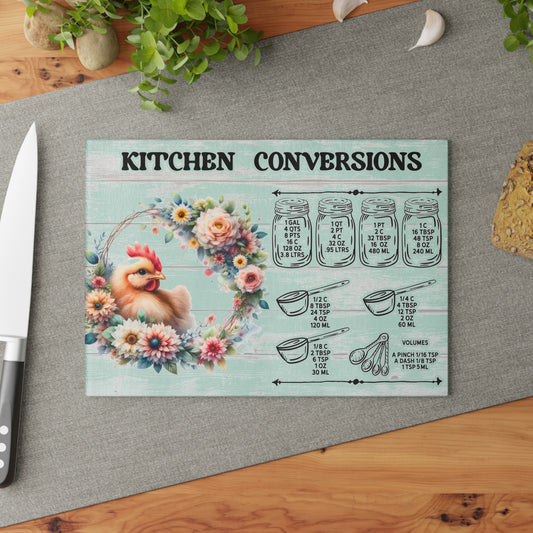 Floral Chick 2 Kitchen Conversions Glass Cutting Board - Colorful Floral Design