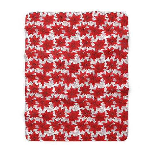 Christmas Blossom Sketch Fleece Blanket