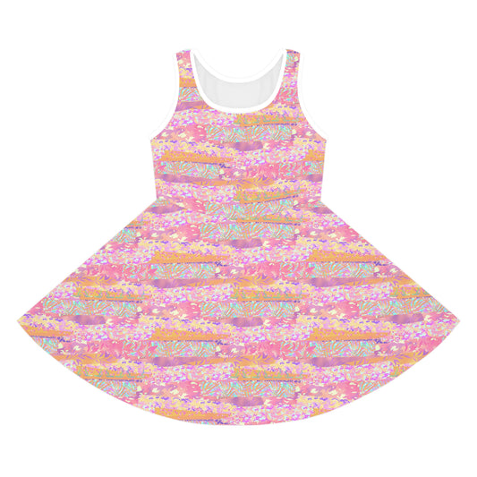 Wild Tropic Collage Girls' Sleeveless Sundress