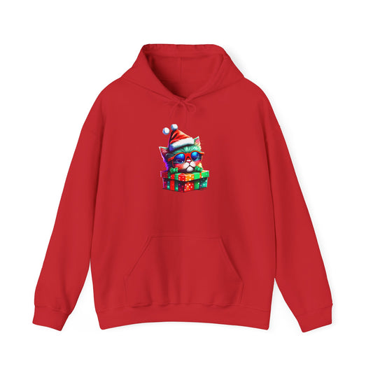 Christmas Kitten w/Gift Heavy Blend™ Hooded Sweatshirt