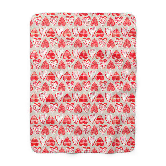 Doodle Hearts Sherpa Fleece Blanket