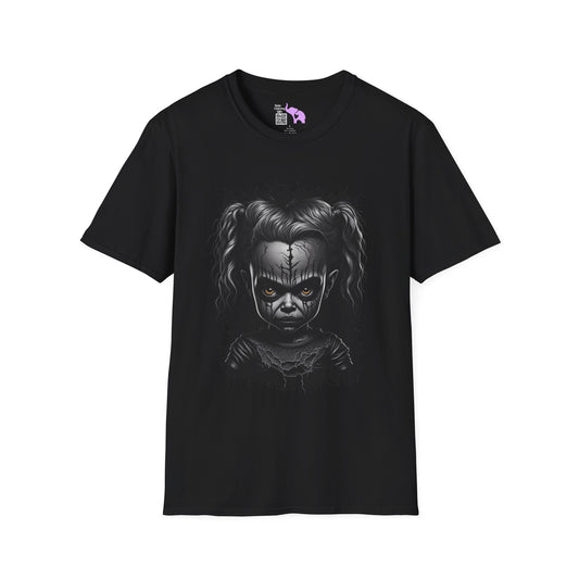 Creepy Girl Doll Adult T-shirt