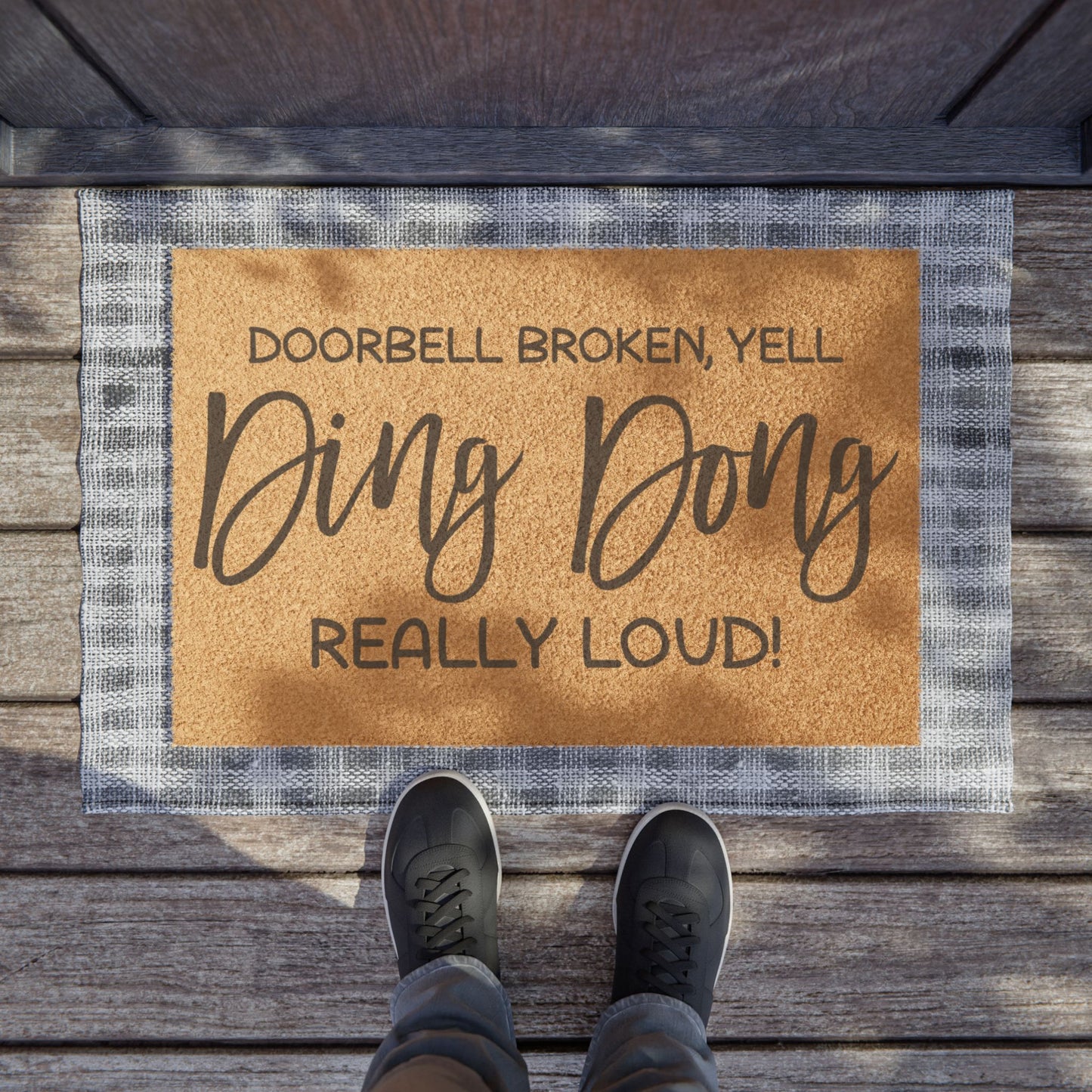 Doorbell Broken Yell Ding Dong Really Loud Coconut Fiber Doormat