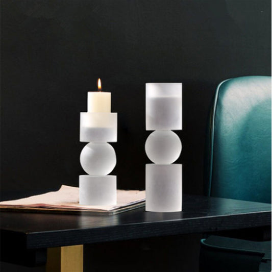 Frosted Stone Candle Holder