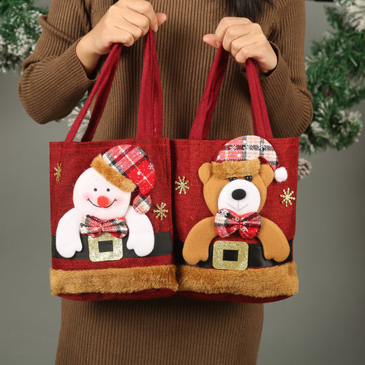 Christmas Candy Tote Bag Santa Claus Reindeer Snowman Bear Christmas Tree