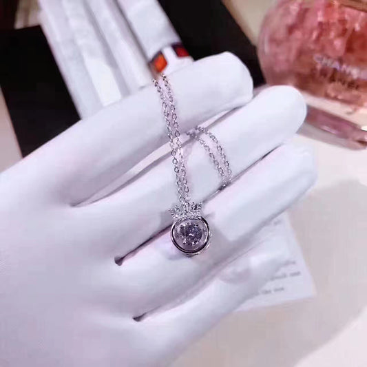 Beating Heart Crown Sterling Silver Necklace