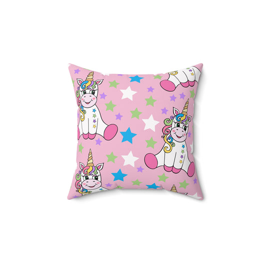 Unicorns on Pink Throw Pillow