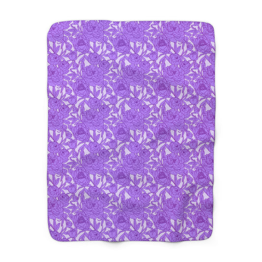 Lavender Peony Symphony Fleece Blanket