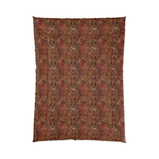 Crimson Palm Veil Comforter