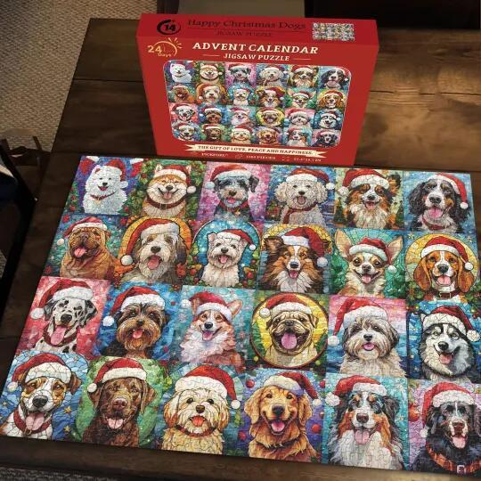 Adorable Santa Dogs Christmas Advent Calendar Puzzle