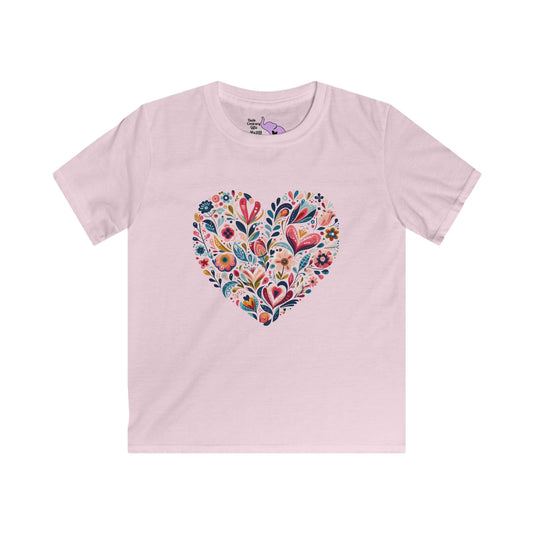 Floral Heart Youth Softstyle Tee
