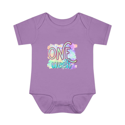 Pastel Wild One Milestone Baby Bodysuit-One Week