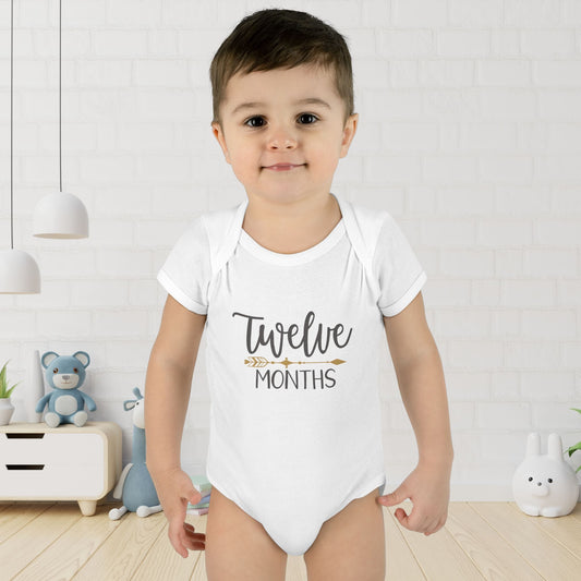 Golden Arrow Milestone Baby Bodysuit-Twelve Months