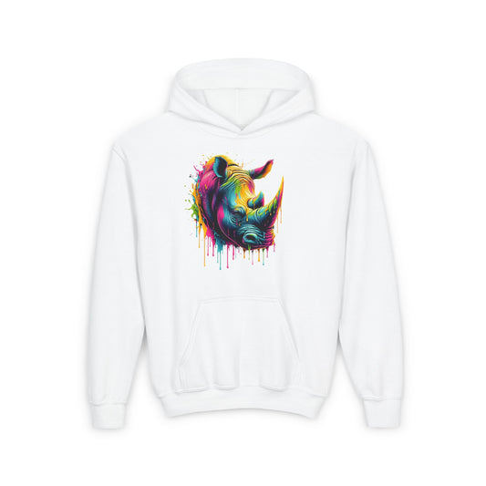 Colorful Rhino Youth Hoodie