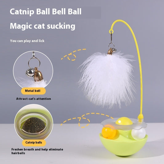 Feather Automatic Toy for Cat Teaser Toy w/Cat Nip Ball inside